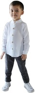 CHLAPČENSKÁ MUŠELINIOVÁ košeľa s dlhým rukávom biela bavlna 116 122