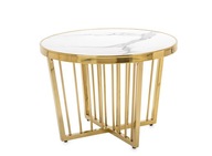 Zlatý moderný okrúhly konferenčný stolík lesk 59cm