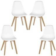 4x Krzesło skandynawskie plastikowe siedzisko nogi bukowe Biały