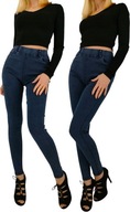 Spodnie damskie jeans granatowe z kieszeniami