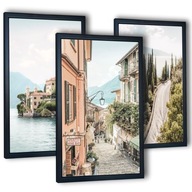 Obrazy na ścianę do salonu Włochy jezioro Como zestaw plakatów w ramkach