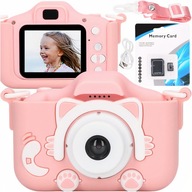 Digitálny fotoaparát VESS Mačiatko detský fotoaparát  32GB karta X5 ružová