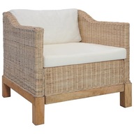 Fotel rattanowy z poduszkami, naturalny kolor, wymiary 72x78x74 cm