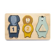 Drevené puzzle s číslami pre deti Zvieratká Trixie Baby
