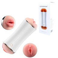 Obojstranný realistický masturbátor - ústa a vagína - USB, vibrácie Foxshow