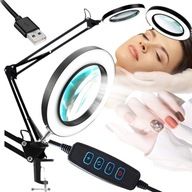 Kozmetikai nagyító LED lámpával, fekete, 10x-es nagyítás, fényerő és színhőmérséklet szabályozással