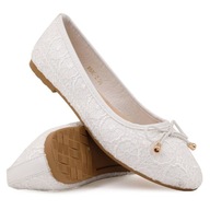 Balerinki dziewczęce buty komunijne białe baleriny