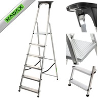 KADAX DRABINA ALUMINIOWA 6 STOPNIOWA MOCNA SKŁADANA DOMOWA PÓŁKA +HAK 125kg