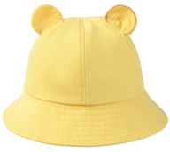Żółty KAPELUSZ bawełniany czapka letnia BUCKET HAT z uszkami MIŚ r. 46-48