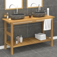 Kúpeľňová skrinka s kamennými umývadlami teakové drevo