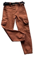 Spodnie Joggery Bojówki jeansowe z paskiem materiałowe 110/116 Dziewczyna