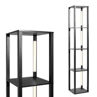 ÁLLÓLÁMPA FA POLC FEKETE LED FÉNYERŐSZABÁLYZÓ 2in1 LOFT 165CM