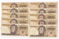 3. Zestaw banknotów PRL, 10 x 500 zł 1974- 1982