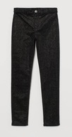 H&M spodnie skinny sztruks z brokatem czarne 170