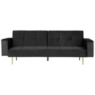 Sofa rozkładana welurowa czarna VISNES