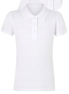 GEORGE biała bluzka koszulka POLO slim fit 116-122
