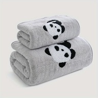 2 ks Vyšívaný uterák panda sada uterák