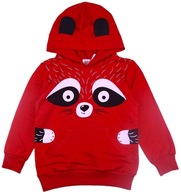 BLUZA Z KAPTUREM BLUZKA PANDA CZERWONA 116 H16