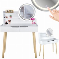 Toaletný stolík so zrkadlom LED kozmetický škandinávsky