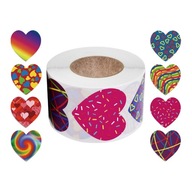 500 szt. Funky Heart Stickers Kolorowe na 1,5 cala