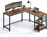 VASAGLE biurko narożne styl przemysłowy, rustykalny brązowy - czarny