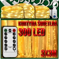 KURTYNA ŚWIETLNA LED 3x3 Lampki x 300 Świąteczne Choinkowe Girlanda Na Okno