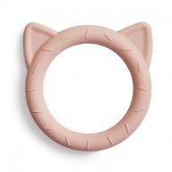 Mushie Silikónové hryzátko mačka blush ružový náramok