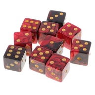 10 sztuk plastikowych kości D6 zestaw podwójnych kolorów dla DND RPG stolik imprezowy czerwony czarny