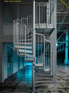 Solidne, przemysłowe schody spiralne CARLA / KRATA ZGRZEWANA - fi 180 cm