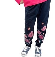 Spodnie dresowe dziecięce dziewczęce bawełniane 128 Zwężane Kwiaty Endo