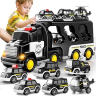 Zabawkowa ciężarówka policyjna 7 w 1, samochód odciągany, wytrzymały, odporny na upadek dla dzieci