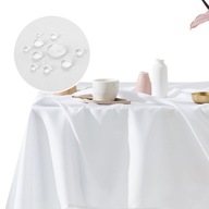 Obrus plamoodporny na duży stół na ławę 140x300 wodoodporny biały Aura