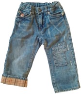 Spodnie jeans jeansy H&M 86 12-18m łatki