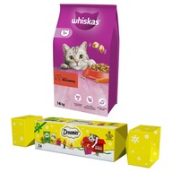 WHISKAS sucha karma dla kota z wołowiną 14 kg + DREAMIES prezent 2x60 g