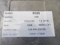 VW POLO IV 1.4 control unit of the engine 036906034DD