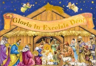 Kartka przestrzenna Religijna złocona Szopka na Boże Narodzenie 3D PCPU11