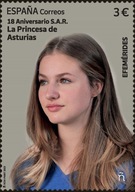 Hiszpania 2023 Znaczek ** księżna Asturii księżniczka Eleonora 18 urodziny