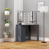 Rohový toaletný stolík s LED osvetlením sivý 111x54x141,5 cm