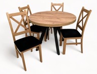 Stôl okrúhly 100/200 Dab CRAFT + 4 Stoličky set