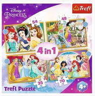 KSIĘŻNICZKI DISNEYA Puzzle 4w1 KOMPLET Szczęśliwy Dzień TREFL dla Dzieci
