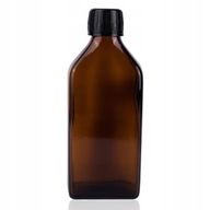Butelka szklana płaska 250ml z nakrętką czarną x5