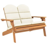 Záhradná lavička Adirondack s vankúšmi, 126 cm, dr