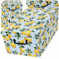 TÁGAS KARTONDOBOZ CITROM MINTÁS LEVELEK A NAPPALI GYERMEKÉNEK SZOBÁJÁBA