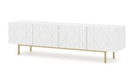 RTV skrinka KAIRO 180 cm 4D frézovaná biela mat + zlatý rám
