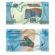 Madagaskar - 100 Ariary - 2017 - banknot UNC w foliowej kieszeni ochronnej