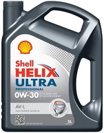 Motorový olej Shell Helix Ultra Professional AV-L 5 l 0W-30 + ZAWIESZKA SERWISOWA MAXGEAR WYMIANA OLEJU I FITRÓW