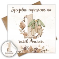 Zaproszenia na 1 Urodziny Roczek PERSONALIZOWANE