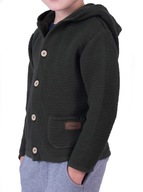 Rozopínateľný sveter pre chlapca kapucňa khaki veľ. 110