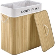 BAMBUSZ SZENNYESTARTÓ KOSÁR JÁTÉK TÁROLÓ KÉTREKESZES FEDÉLLEL