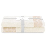 Komplet kremowych ręczników z bawełny 2 sztuki